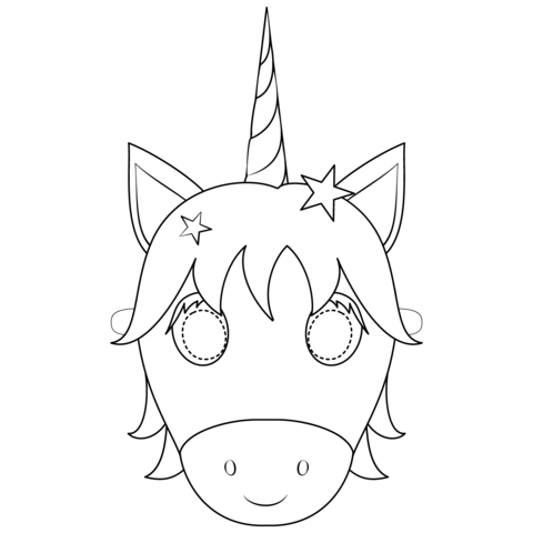 Unicorn Mask Coloring Page